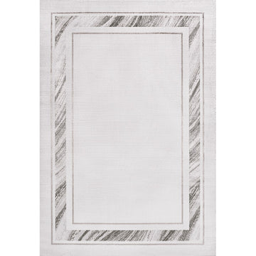 Athens Classic Border Marble Pattern High-low Area Rug